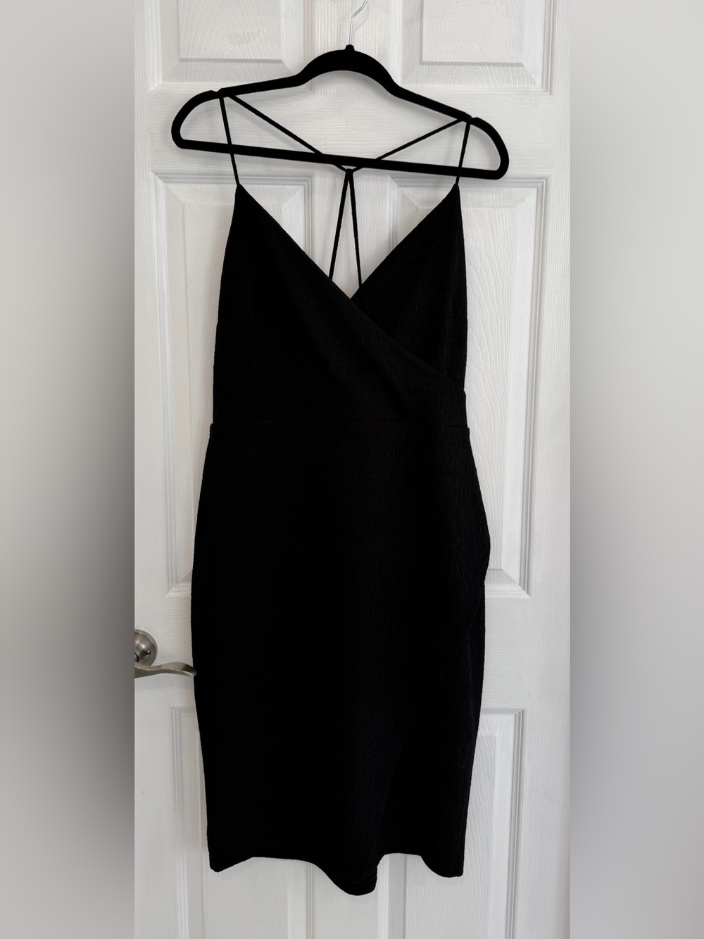 Express Black Strapless Wrap-Front Dress